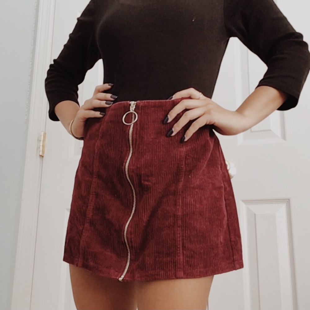 Burgundy mini corduroy skirt